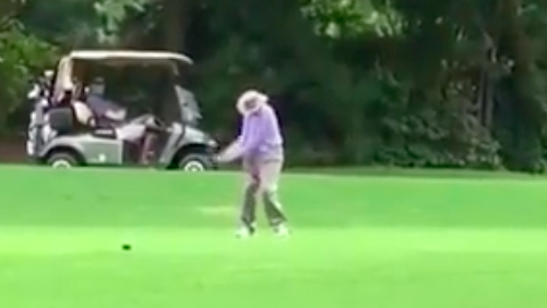 Passionate 102-year-old golfer has TANTRUM after bad tee shot